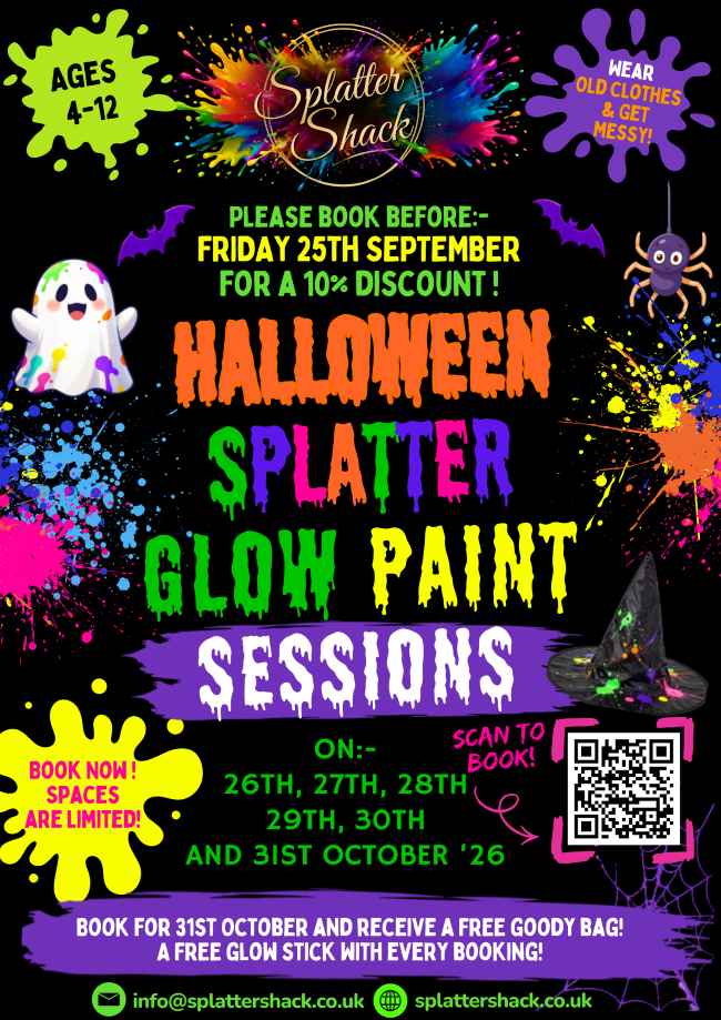 Children's Halloween 'Glow in the Dark' Splatter Paint Session