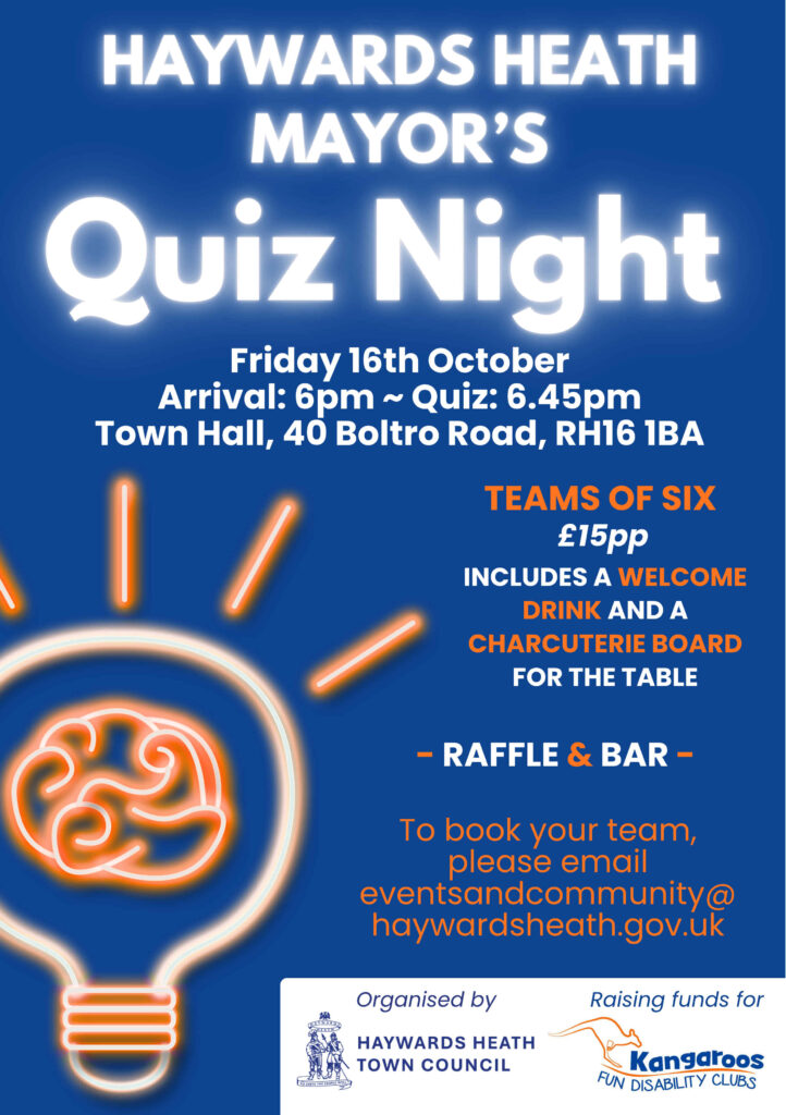 Put your knowledge to the test at the Haywards Heath Mayor’s Charity Quiz Night