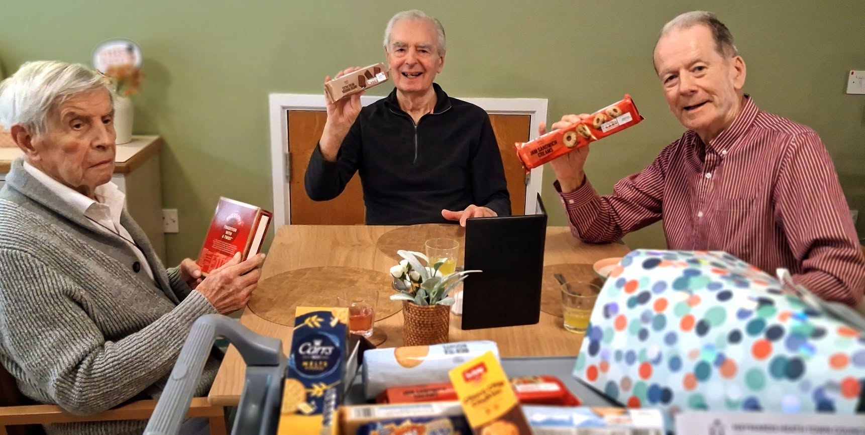Oakwood Court residents in Haywards Heath enjoying their Silver Sunday gifts