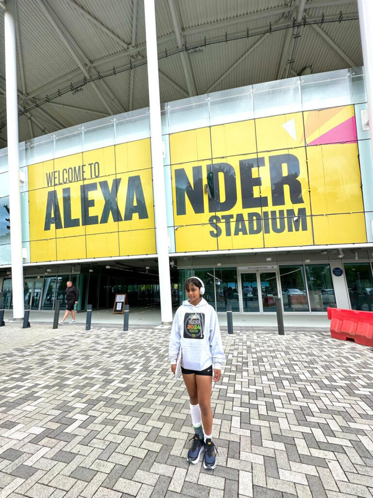 Sanaya at the Alexander Stadium in Birmingham