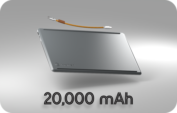 Krafted Edge 20,000 mAh power bank and charging cable.